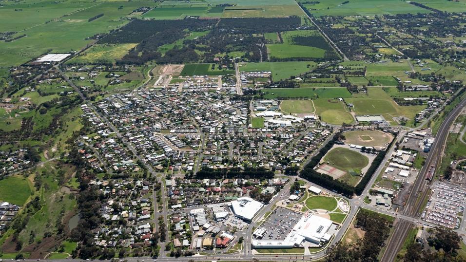 Aerial view of Lara township and the growth area